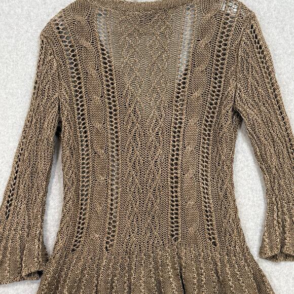 Ralph Lauren Sport 100% Linen Cardigan Sweater Size S Open Knit Feminine Neutral - Picture 12 of 16